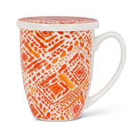 ABB - 12oz Covered Mug With Strainer: Oasis Print (Orange)