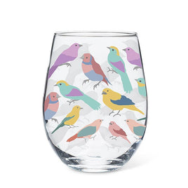 ABB - 14oz Stemless Wine Glass: Pastel Birds