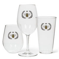 ABB - 19oz Stemless Acrylic Wine Glass: Bee In Crest