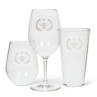 ABB - 19oz Stemless Acrylic Wine Glass: Frosted Bee In Crest