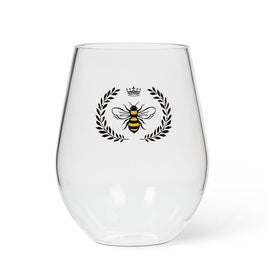 ABB - 19oz Stemless Acrylic Wine Glass: Bee In Crest
