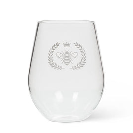 ABB - 19oz Stemless Acrylic Wine Glass: Frosted Bee In Crest