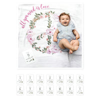 Lulujo - Baby's 1st Year Milestone Blanket: All You Need Is Love