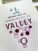 Arquoise Press - Letterpress Card: Greetings From The Annapolis Valley (Grapes)