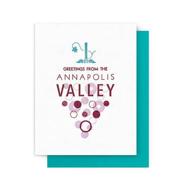Arquoise Press - Letterpress Card: Greetings From The Annapolis Valley (Grapes)