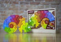 BeginAgain Toys - Wooden Puzzle Set: Counting Chameleon