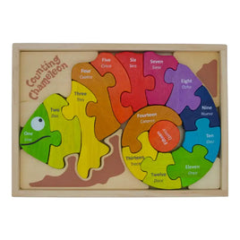 BeginAgain Toys - Wooden Puzzle Set: Counting Chameleon