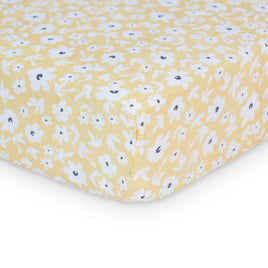 Lulujo - 100% Cotton Muslin Crib Sheet: Yellow Wildflowers