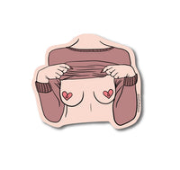 Meli The Lover - Waterproof Vinyl Sticker: Hearts Boobs