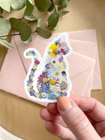 SAB - Pressed Flower Art Vinyl Sticker: Cat