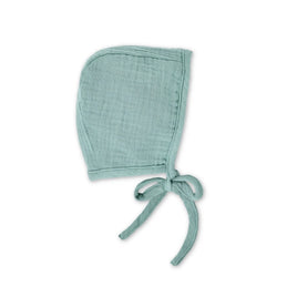 Apple Park - Muslin Cotton Baby Bonnet: Teal 6-12m