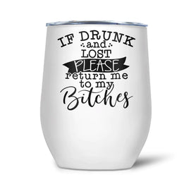 PTI - 12oz Insulated Wine Tumbler: If Drunk & Lost