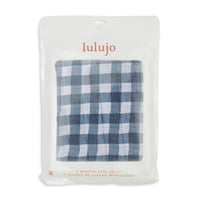 Lulujo - 100% Cotton Muslin Crib Sheet: Navy Gingham