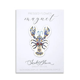 SAB - 3" Pressed Flower Magnet: Blue Lobster