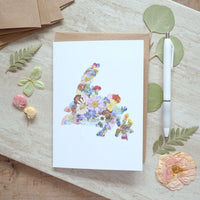 SAB - 5X7 Pressed Flower Greeting Card: Newfoundland Map