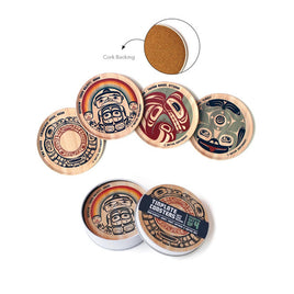 NNW - 4pk Tinplate Coasters: Wood Grain