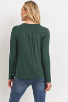 HM - Rayon Jersey Layered Maternity and Nursing Top:  Forest Green