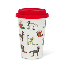 ABB - 12oz Ceramic & Silicone Travel Mug: Holiday Cats