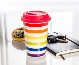 ABB - Bone China Colour Stripe Travel Mug with Silicone Lid