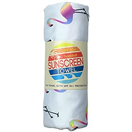 Luv Bug - Kids Hooded UPF 50+ Sunscreen Towel: Rainbow Flamingo