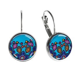 ODCA - Dome Artist Earrings: Flowers and Birds by Norval Morrisseau