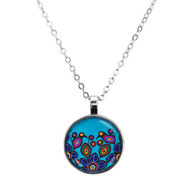 ODCA - Dome Artist Necklace: Flowers & Birds by Norval Morrisseau