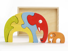 BeginAgain Toys - Wooden Puzzle Set: Elephant Family