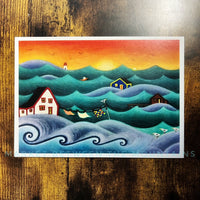 Krooked House Art - 5 x 7 Greeting Card: Rise & Shine