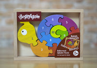 BeginAgain Toys - Wooden Puzzle Set: Snail/Number