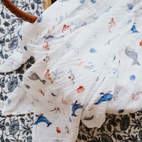 MBB - Certified Organic Cotton Muslin Swaddle: Under the Sea