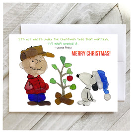 Brin d'Ocean - Sea Glass Greeting Card: Charlie Brown Christmas Tree