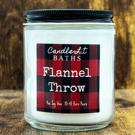 Candle-Lit Baths - Large 9oz Soy Wax Candle: Flannel Throw