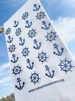 Far Far Away - Hand-Printed Tea Towel: Home Is Where The Anchor Drops