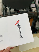 Arquoise Press - Letterpress Card: CARDINAL BIRDHOUSE
