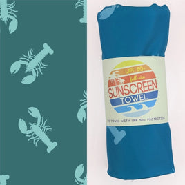 Luv Bug - Kids Hooded UPF 50+ Sunscreen Towel: Turquoise Lobster