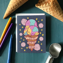 Carabara Designs - Greeting Card: Moon Mist Ice Cream