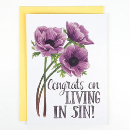 Naughty Florals - Greeting Card: Congrats On Living In Sin