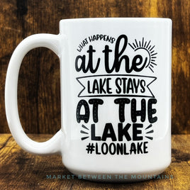 GG Local Lakes Collection - 15oz Ceramic Mug: What Happens At The Lake (Loon Lake)