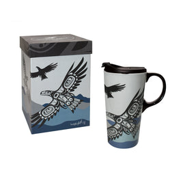 NNW - "The Perfect Mug" Ceramic Travel Mug - Soaring Eagle by Corey Bulpitt