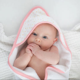SwaddleDesigns - Muslin + Terry Hooded Towel: Tiny Triangle Pink
