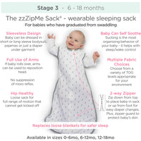 SwaddleDesigns - Cotton zzZipMe Sack: SeaCrystal Elephants & Chickies