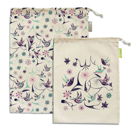 NNW - Set of 2 Reusable Produce Bags: Hummingbirds