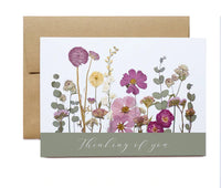 SAB - 5X7 Pressed Flower Greeting Card: Thinking Of You
