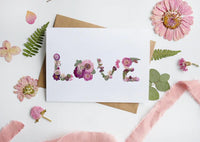 SAB - 5X7 Pressed Flower Greeting Card: LOVE