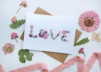 SAB - 5X7 Pressed Flower Greeting Card: LOVE