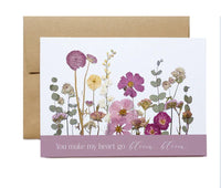 SAB - 5X7 Pressed Flower Greeting Card: You Make My Heart Go Bloom Bloom