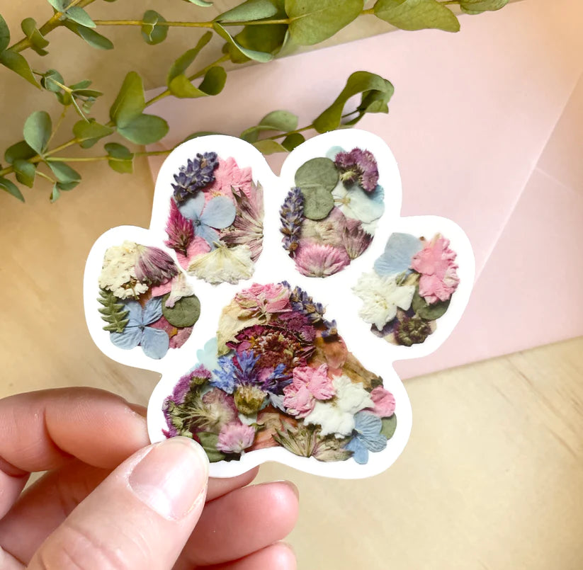 SAB - Pressed Flower Art Vinyl Sticker: Paw Print| Market Between the ...