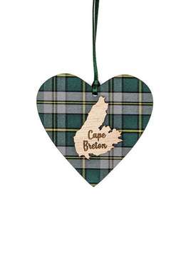 SAC - Cape Breton Tartan Heart Stacked Ornament: Wooden Cape Breton