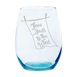 SAC - 20oz Laser Etched Stemless Turquoise Wineglass: Maritime Slang “Three Sheets To The Wind”