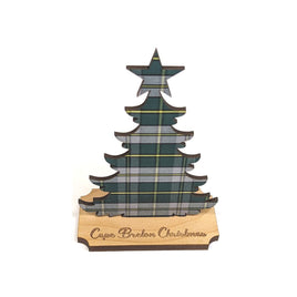 SAC - Laser Cut CB Tartan Shape with Wooden Stand: Cape Breton Christmas Tree